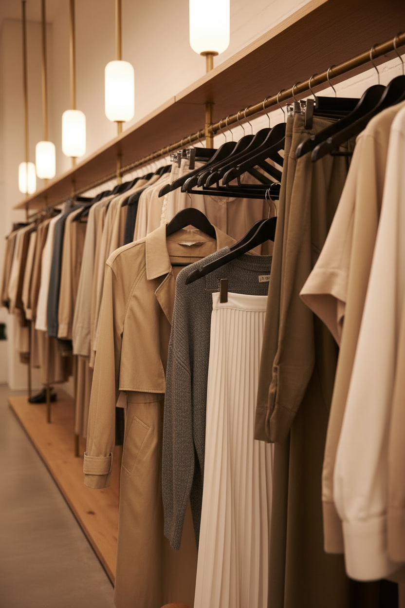 Close-up of hangers in a wardrobe